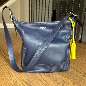 Coach Blue Perforated Leather Hobo